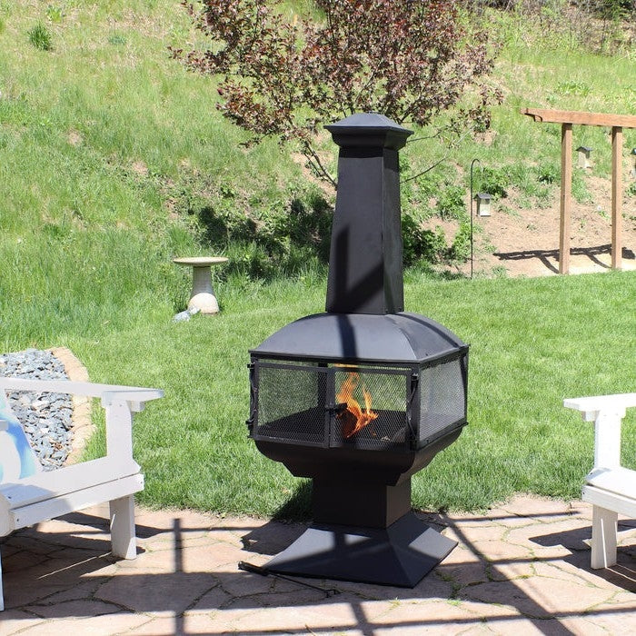 Large Steel Wood-Burning Chimenea Fire Pit