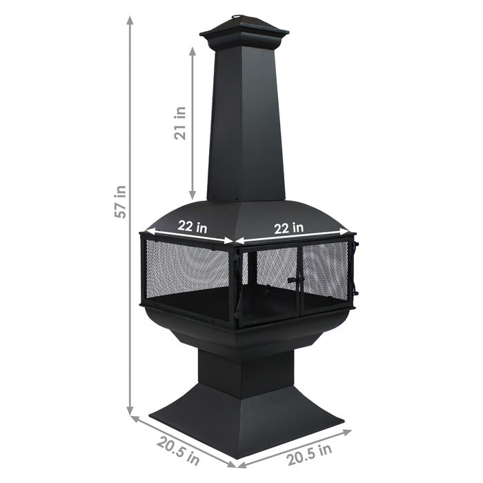 Large Steel Wood-Burning Chimenea Fire Pit