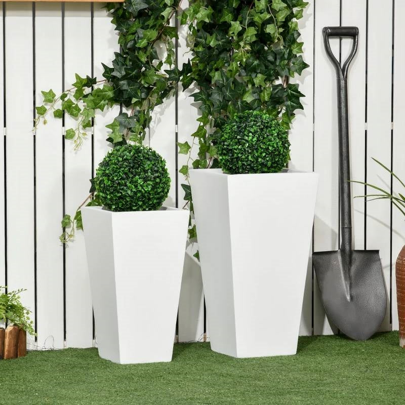 Modern Tall Outdoor Planters — Set of 2