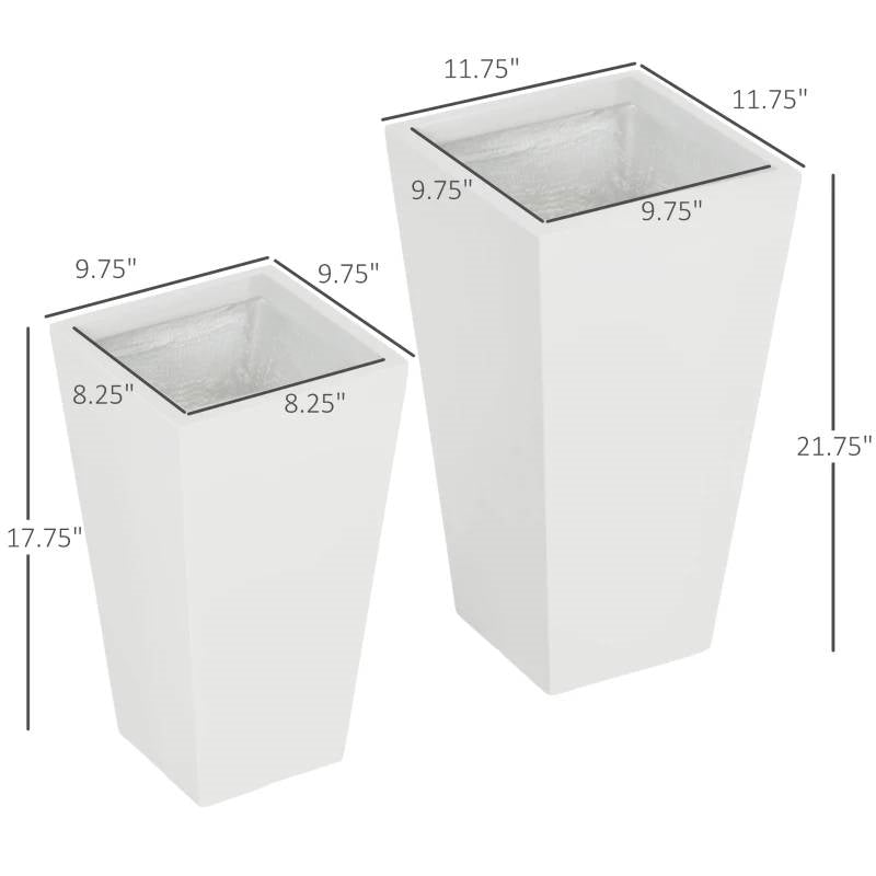 Modern Tall Outdoor Planters — Set of 2