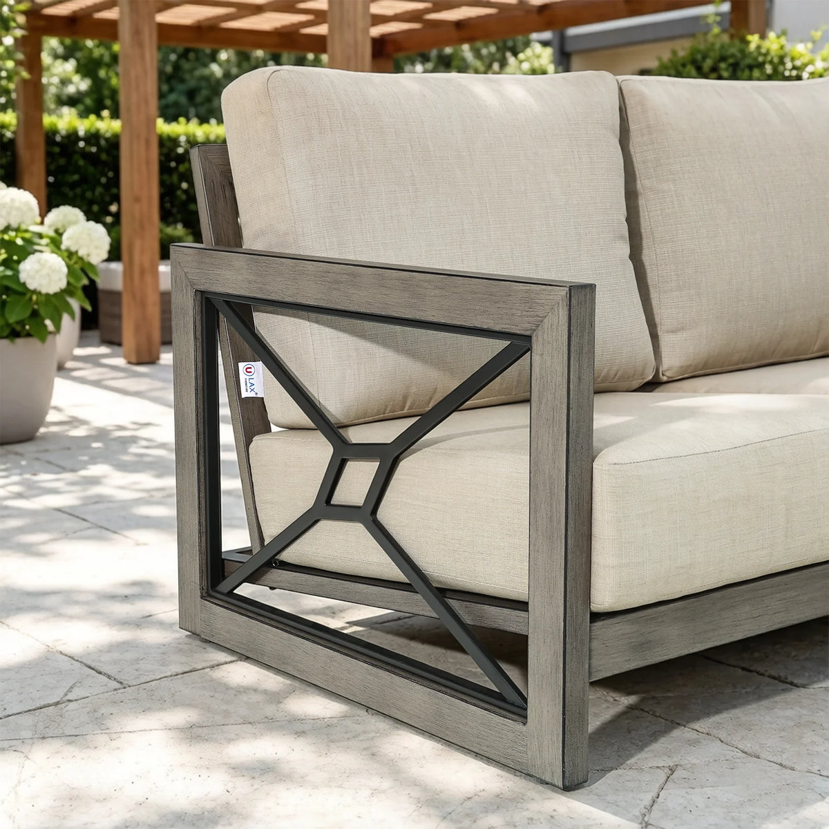 Luxury 4-Piece Aluminum Patio Set with Sunbrella® Cushions & Fire Pit