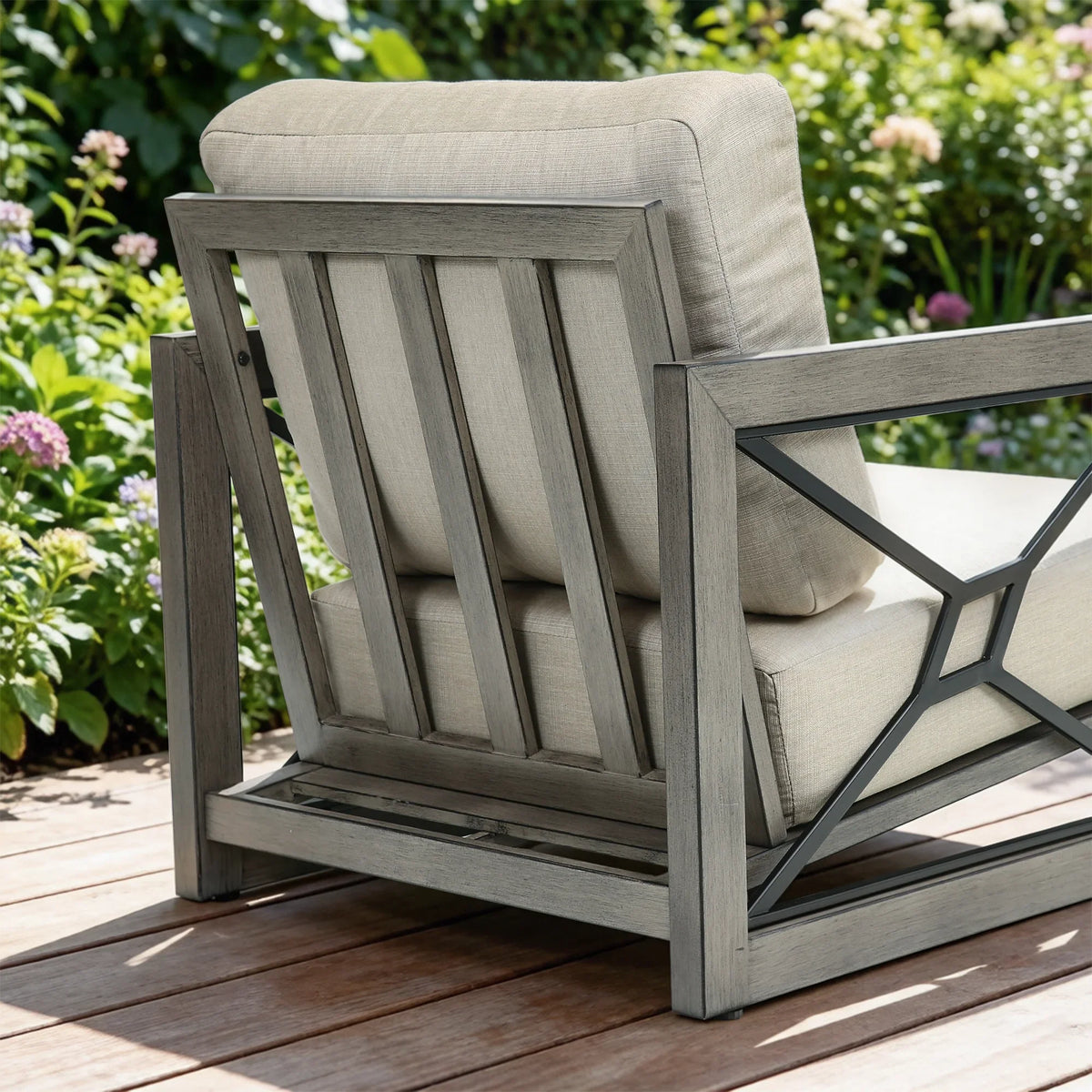 Luxury 4-Piece Aluminum Patio Set with Sunbrella® Cushions & Fire Pit
