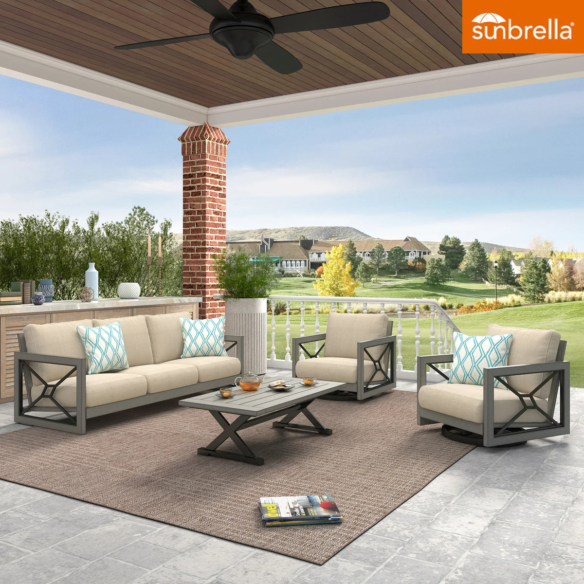Marindo 5-Person Aluminum Patio Swivel Seating Set