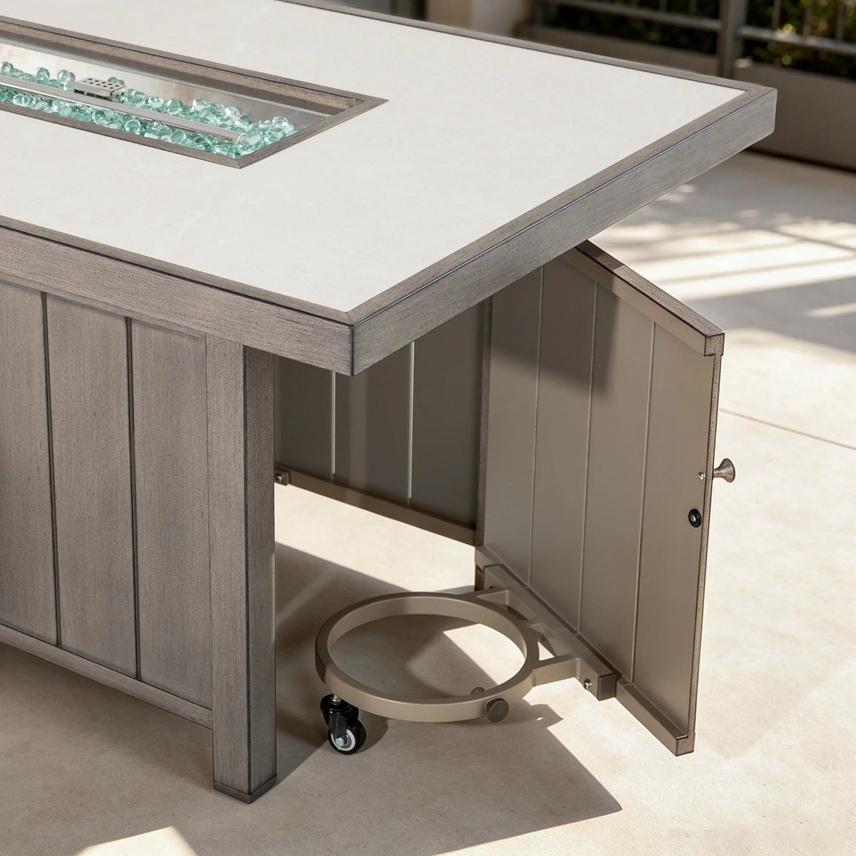 Luxury 4-Piece Aluminum Patio Set with Sunbrella® Cushions & Fire Pit