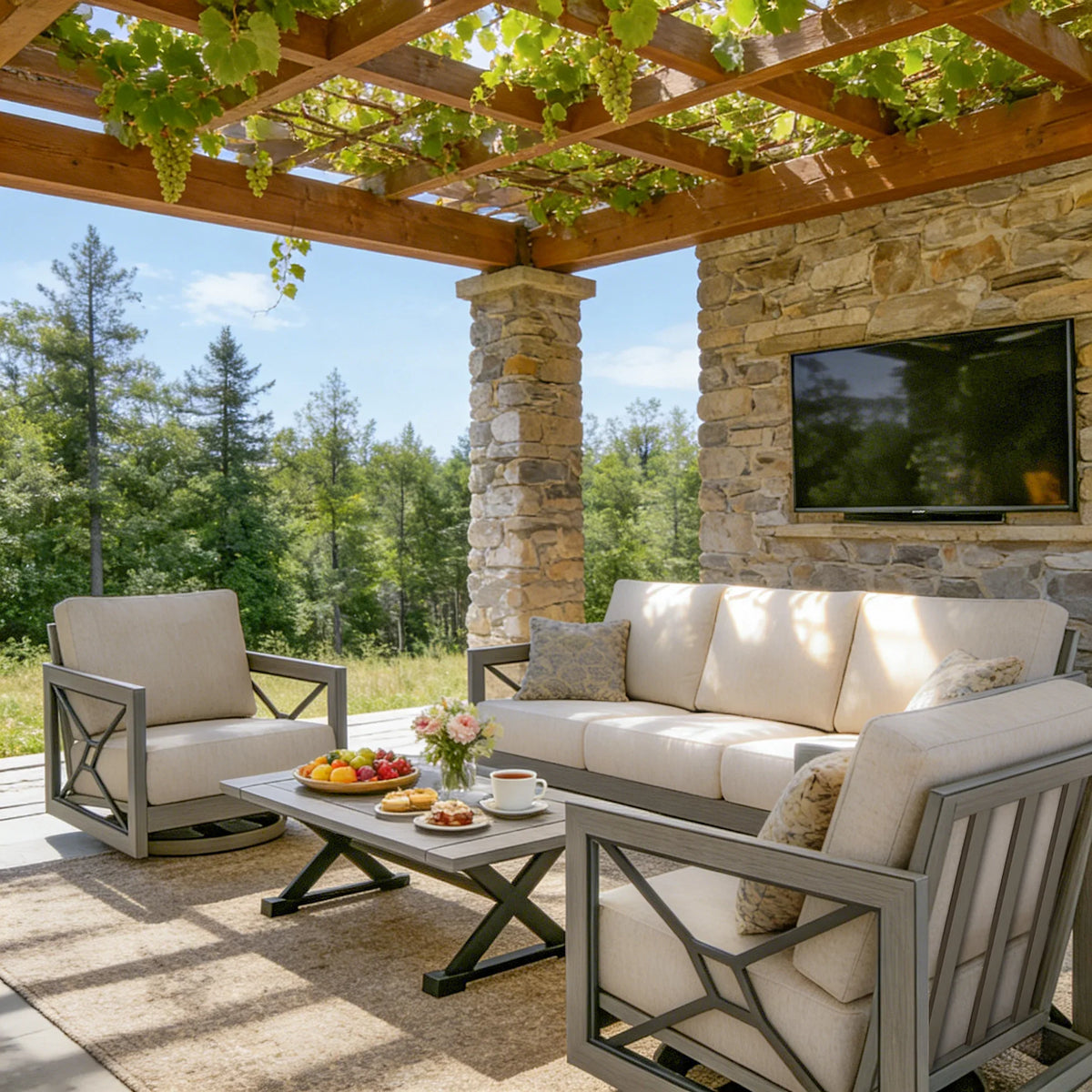 Marindo 5-Person Aluminum Patio Swivel Seating Set