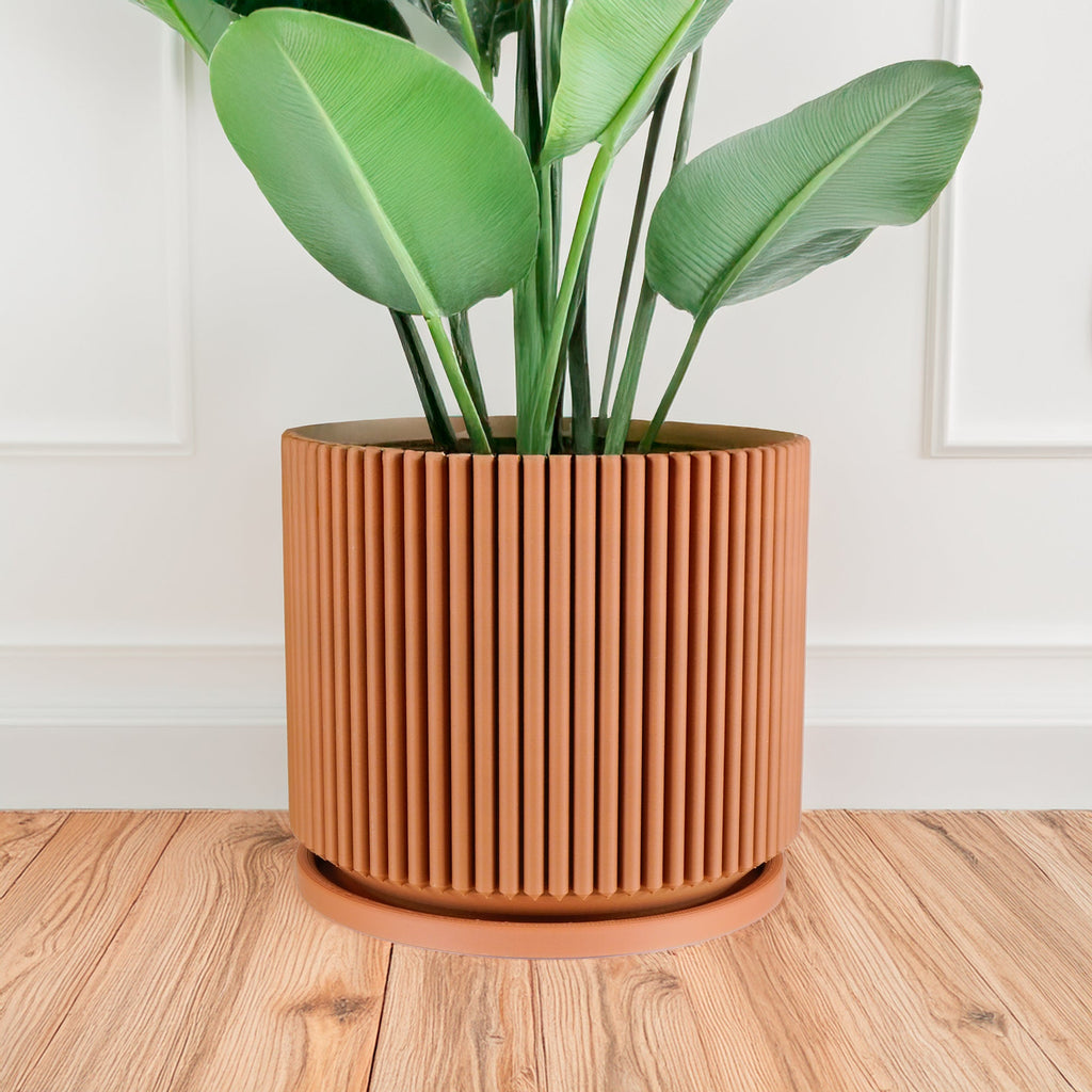 Mid-Century Ribbed Planter