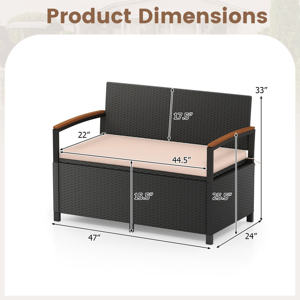 Outdoor Storage Bench with Cushion