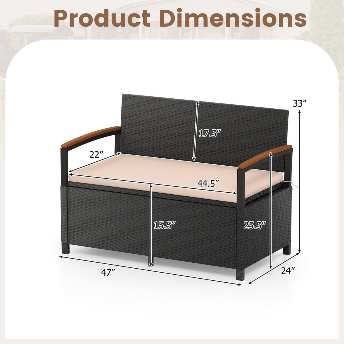 Outdoor Storage Bench with Cushion