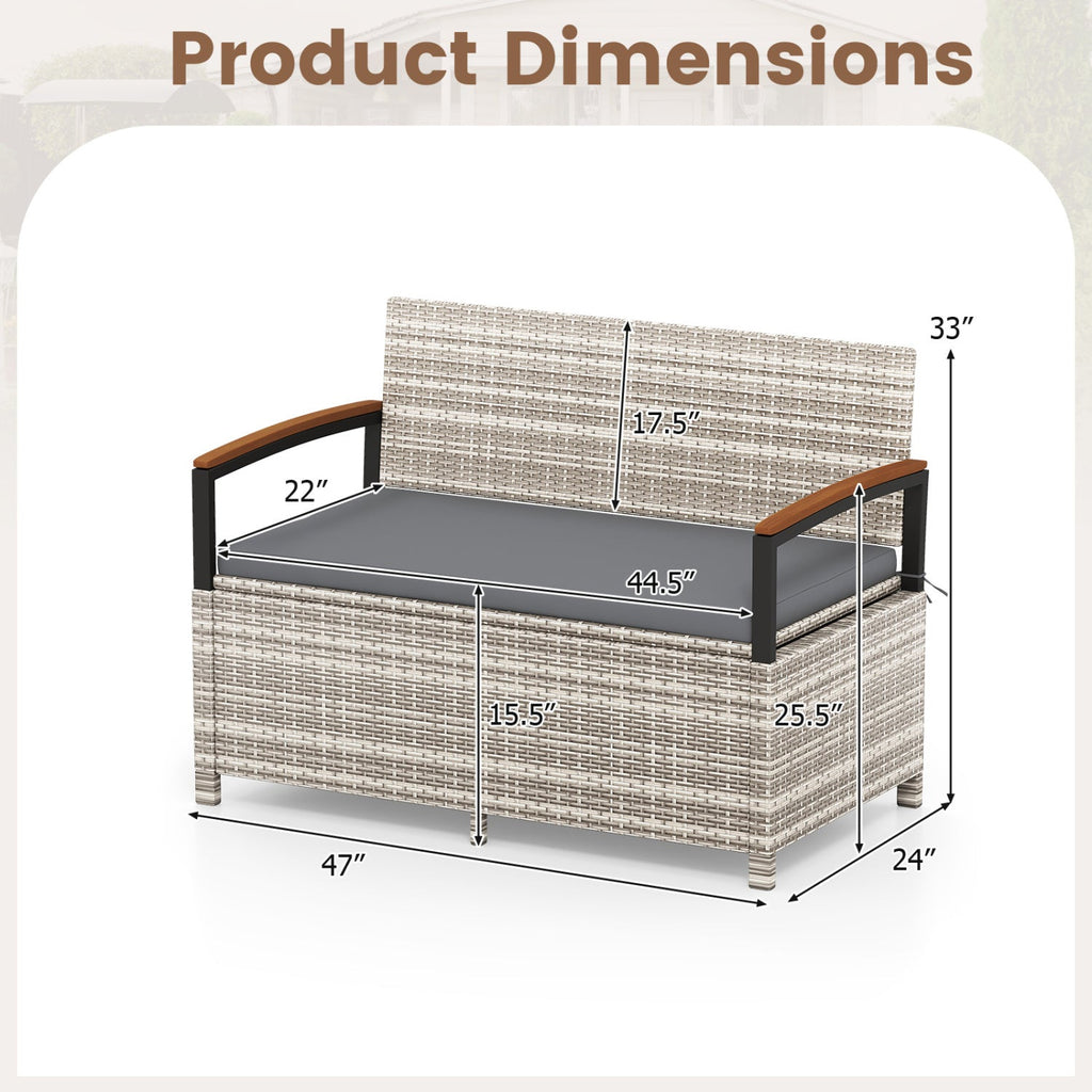 Outdoor Storage Bench with Cushion