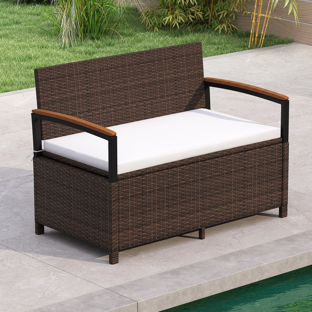 Outdoor Storage Bench with Cushion