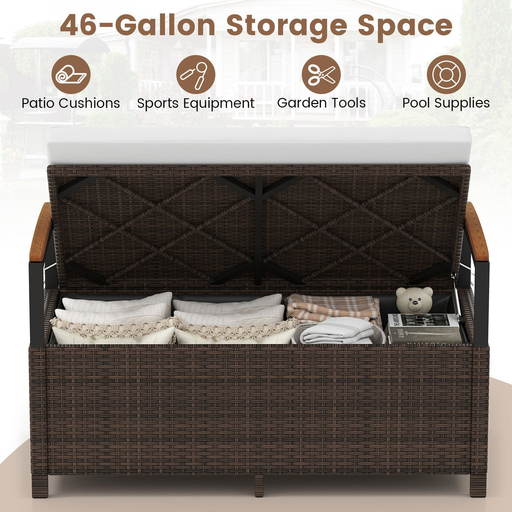 Outdoor Storage Bench with Cushion