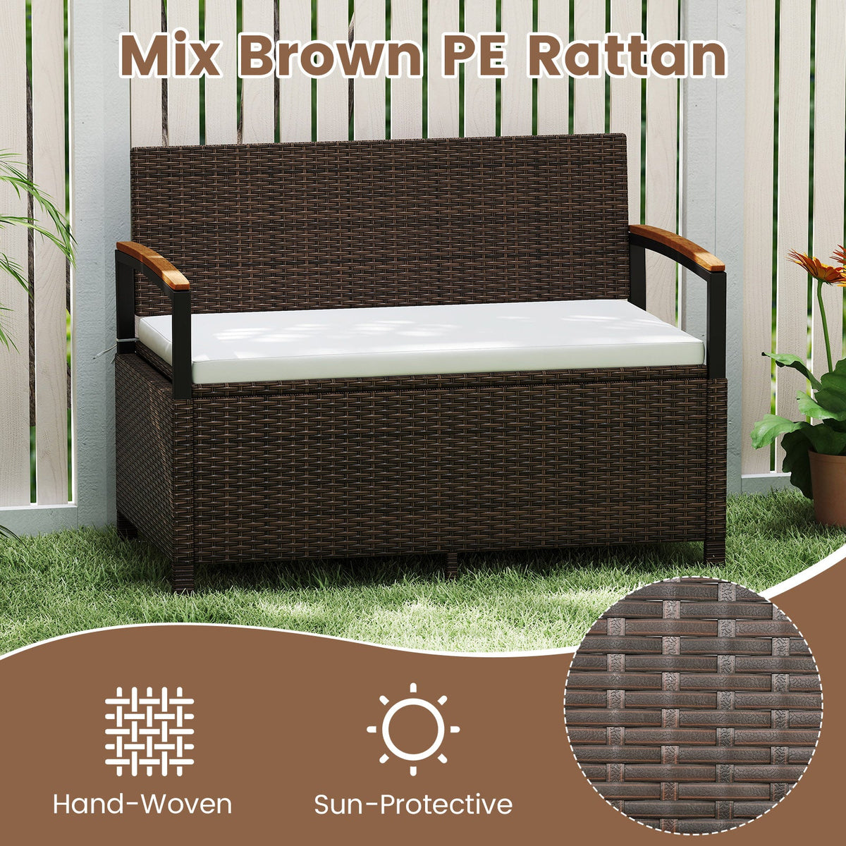 Outdoor Storage Bench with Cushion