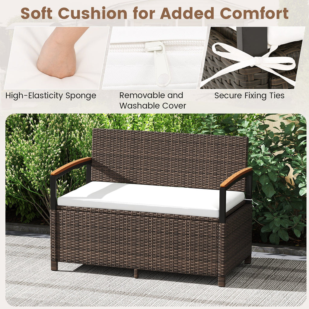 Outdoor Storage Bench with Cushion