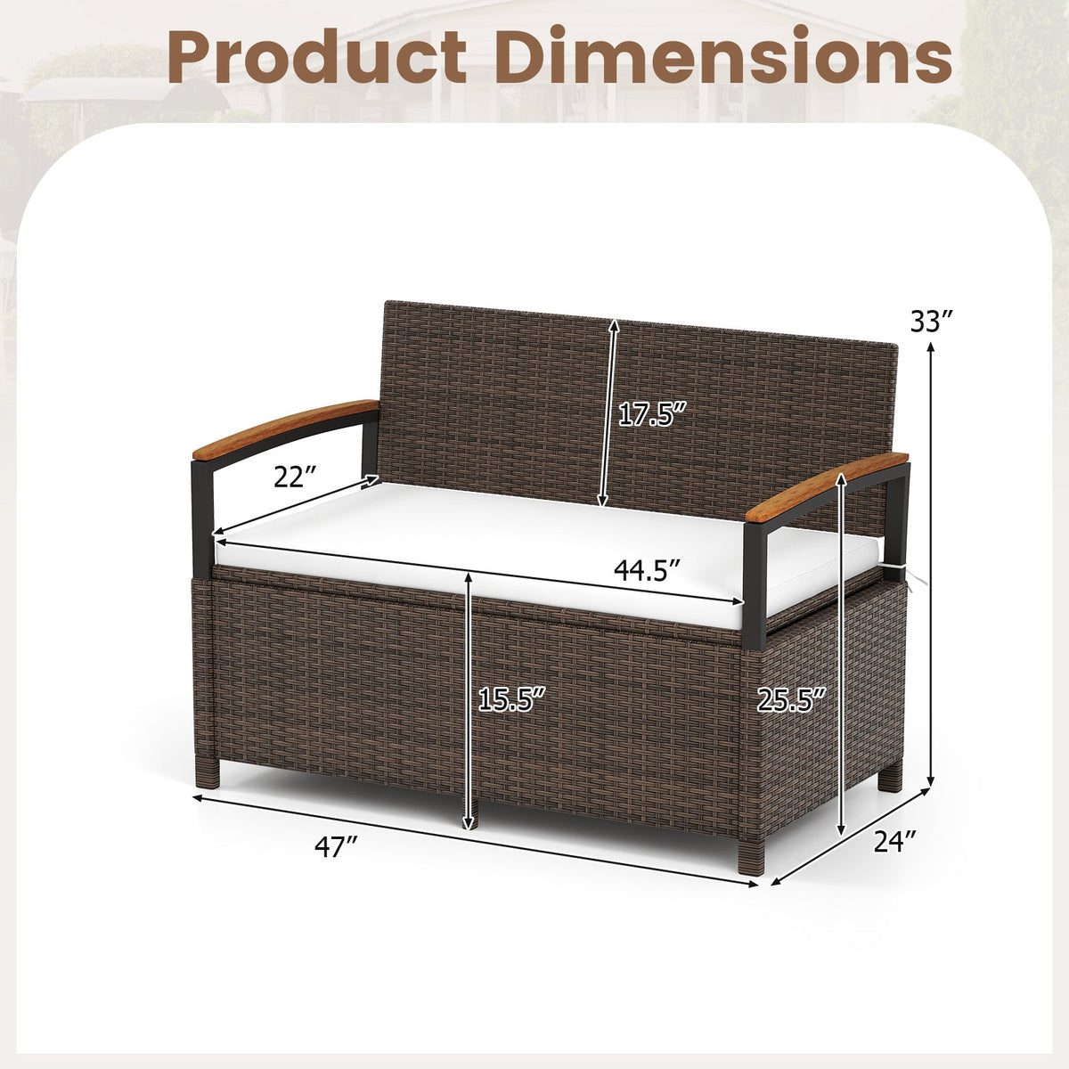 Outdoor Storage Bench with Cushion