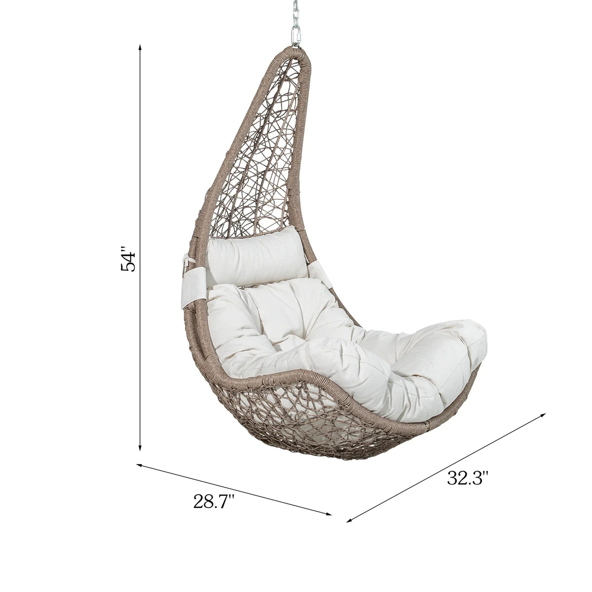 Peakhome Furnishings Outdoor Patio Wicker Swing Chair Without Stand