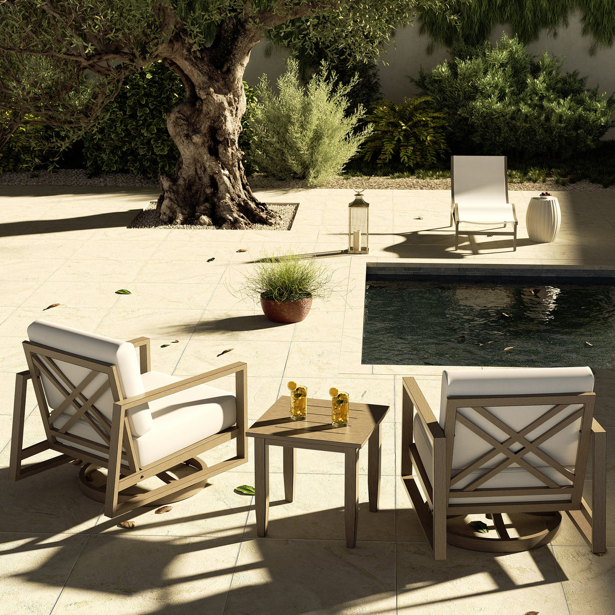 Hamarto 2 Person Aluminum Patio Bistro Set With Side Table