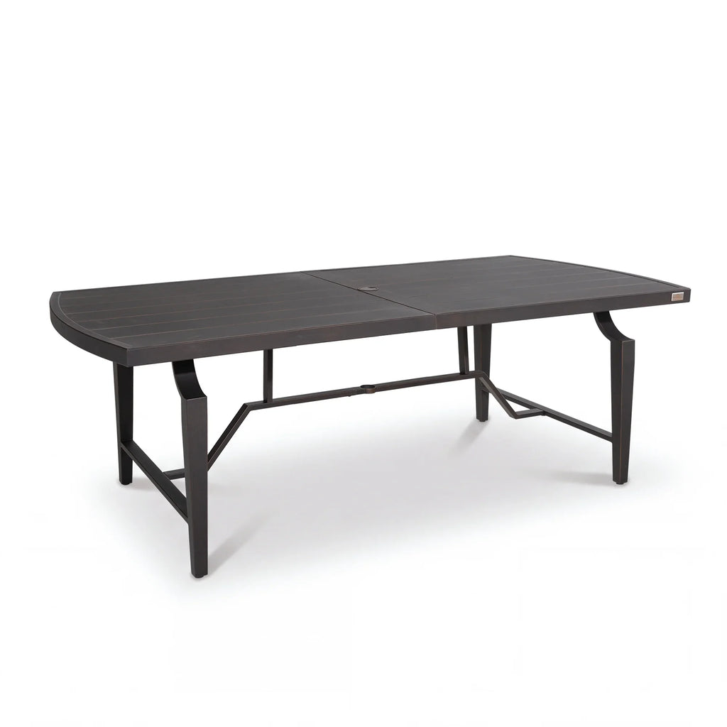 Tamarin Aluminum Patio Rectangular Dining Table and 6 Dining Swivel Chair