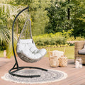 Peakhome Furnishings Outdoor/Indoor Wicker Hanging Basket Swing Chair with Stand