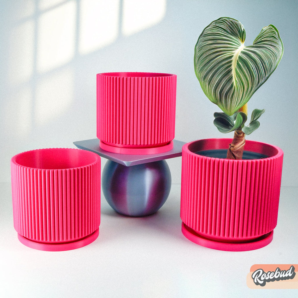 Mid-Century Ribbed Planter
