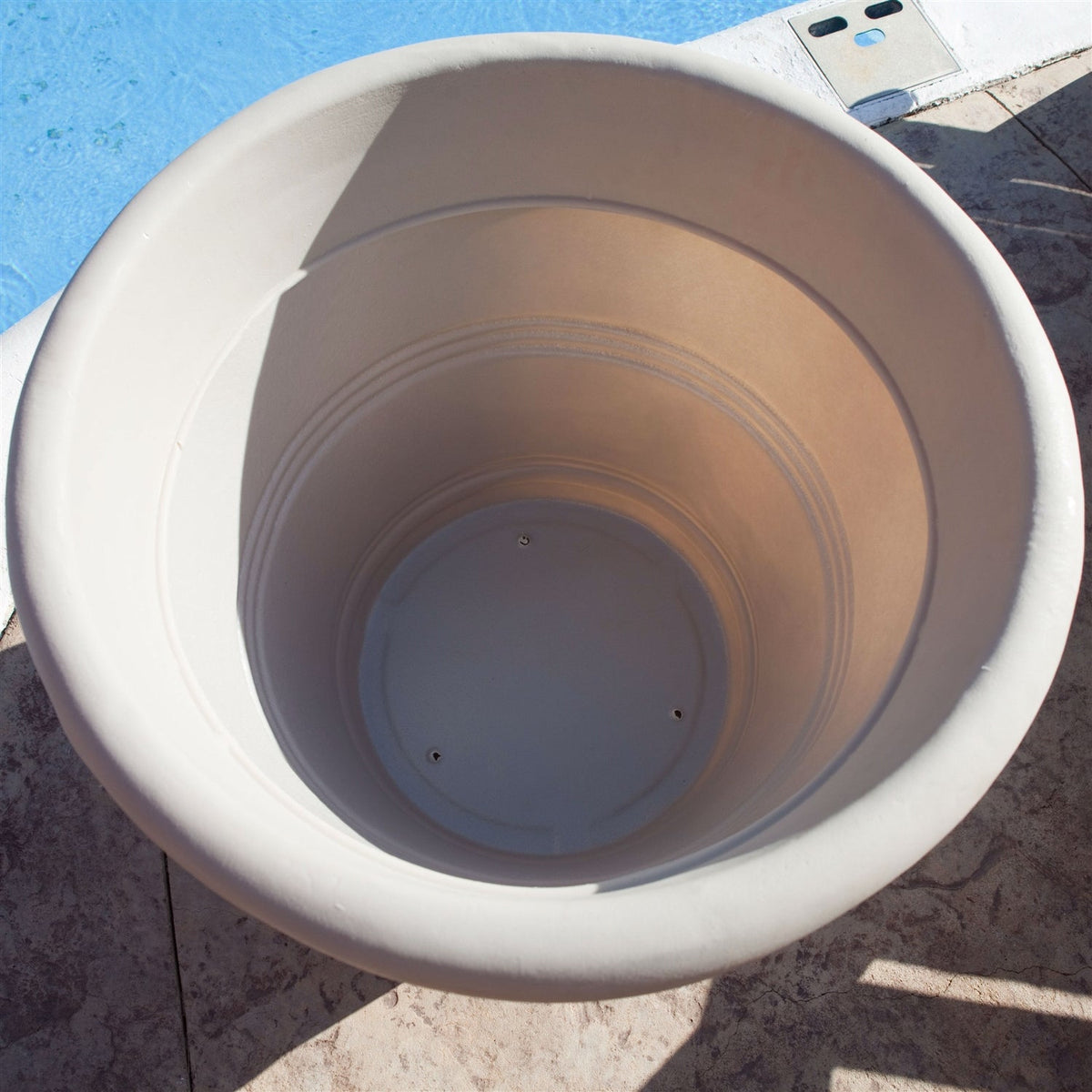 26” Round Outdoor Planter – Weathered Concrete Finish