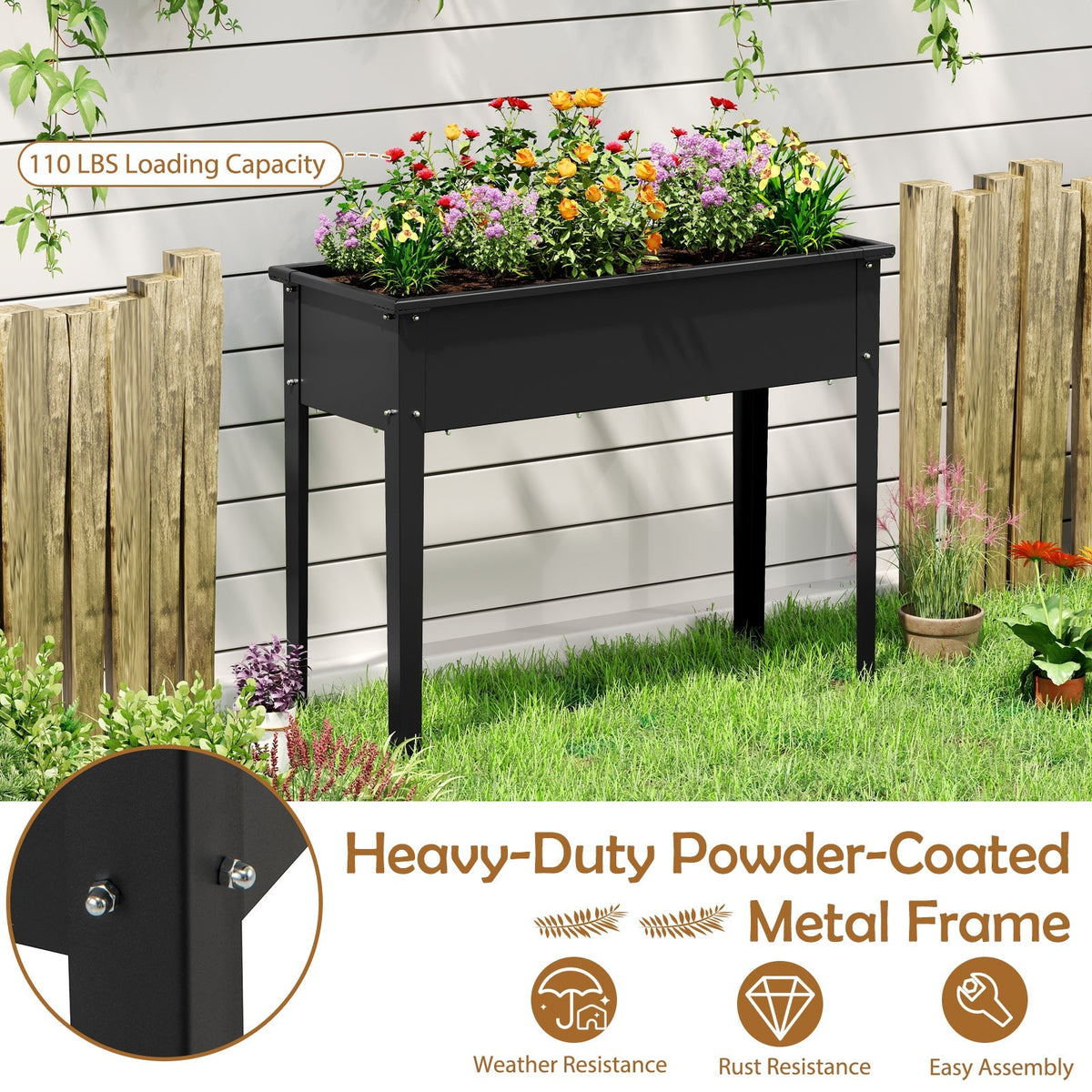 Elevated Metal Raised Garden Bed