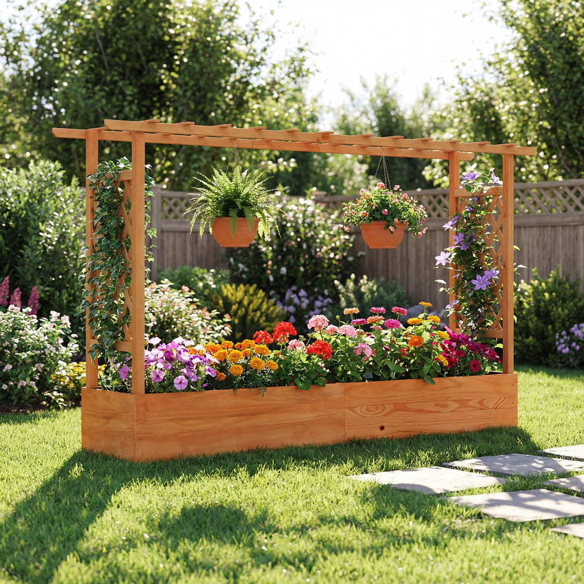 Raised Garden Bed Planter with Trellis