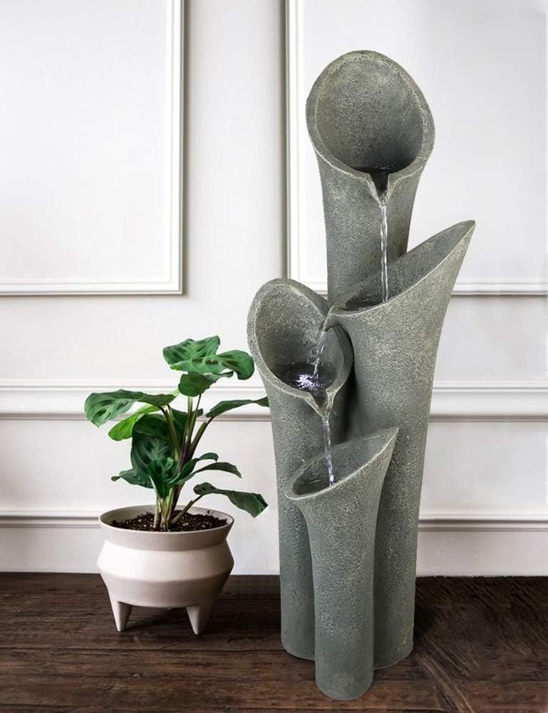 Concrete Trumpet Flower Outdoor Fountain – 33”
