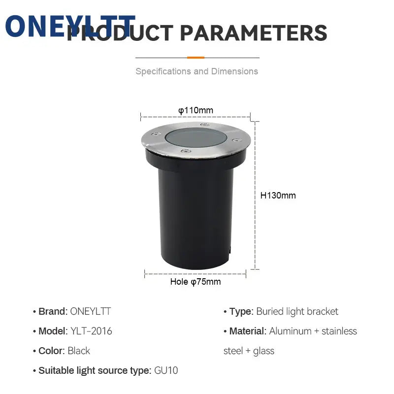 GU10 recessed outdoor landscape light detail
