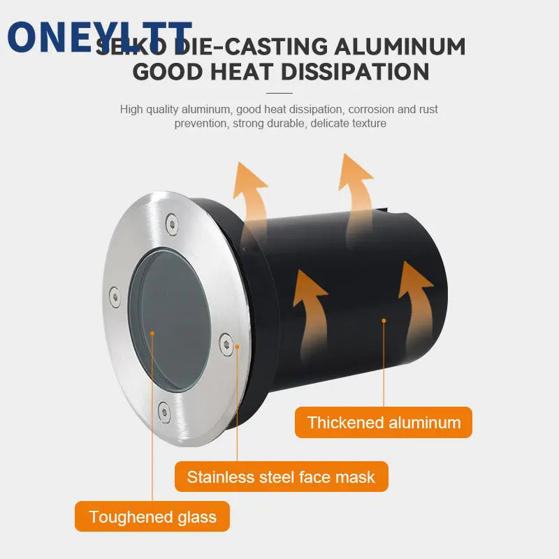 Square stainless steel in-ground GU10 light