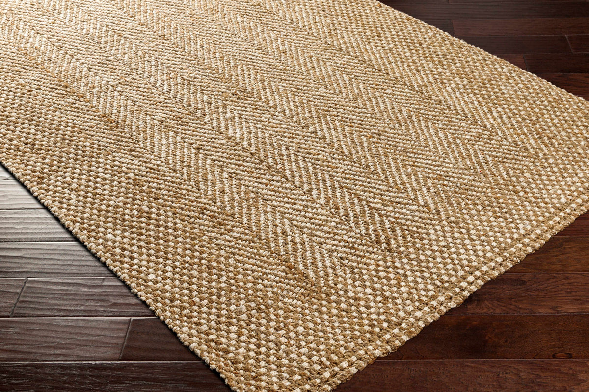 Dinah handwoven jute rug corner and weave detail