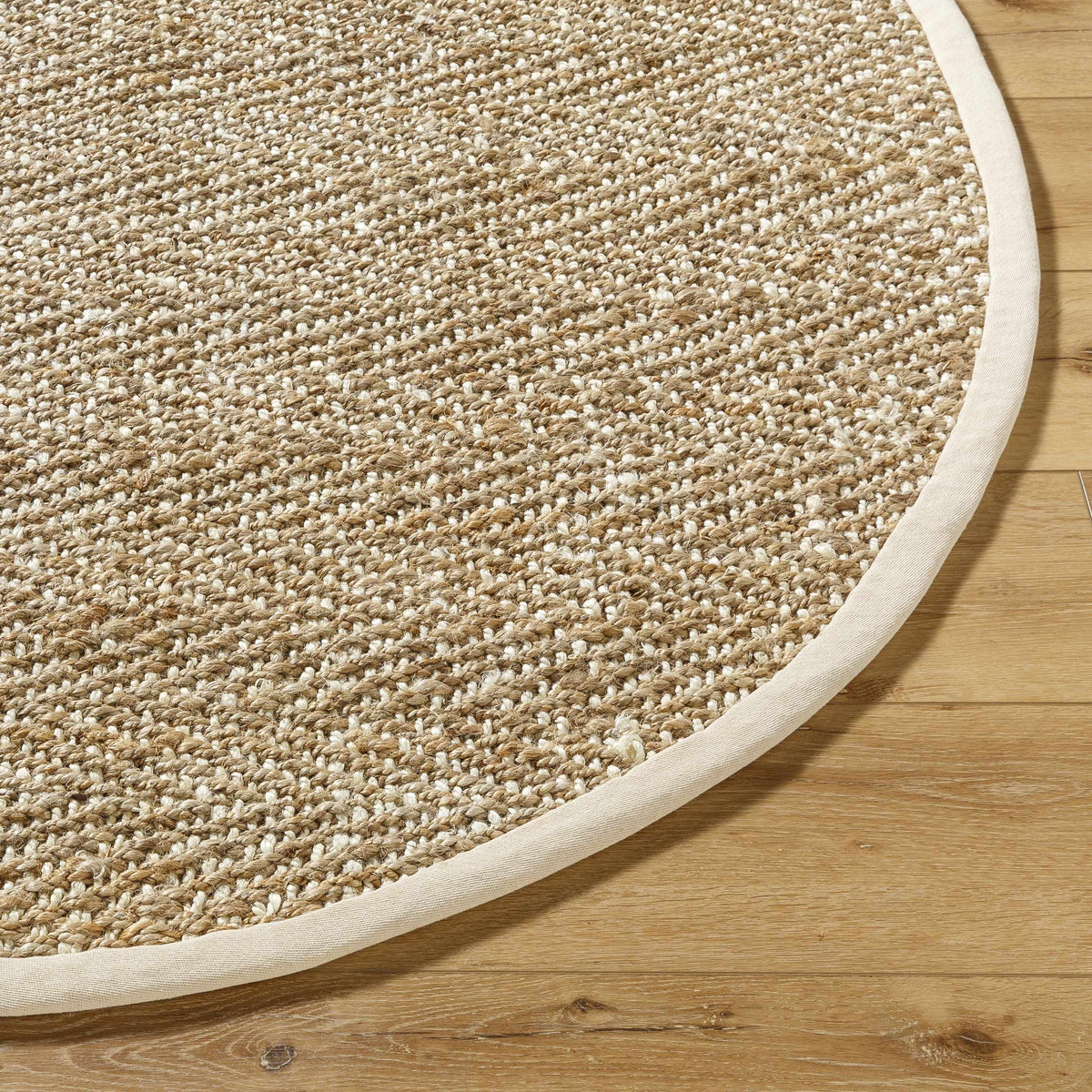 Dinah round natural jute rug front view