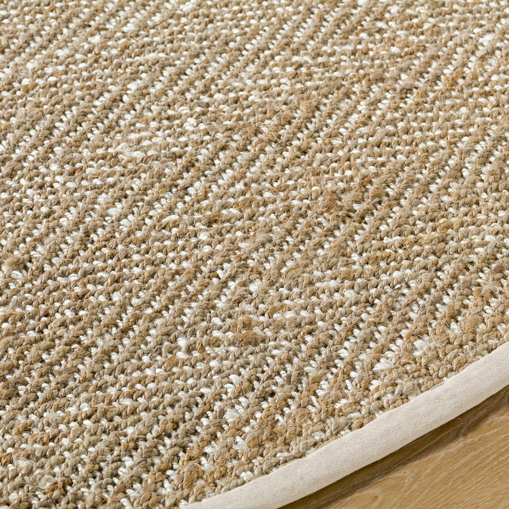 Close-up texture of round Dinah jute rug