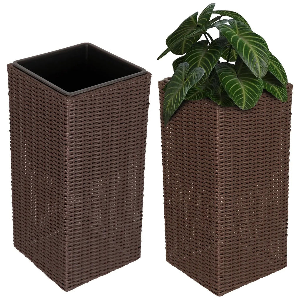 Square Wicker Planter 2-piece Set in Brown