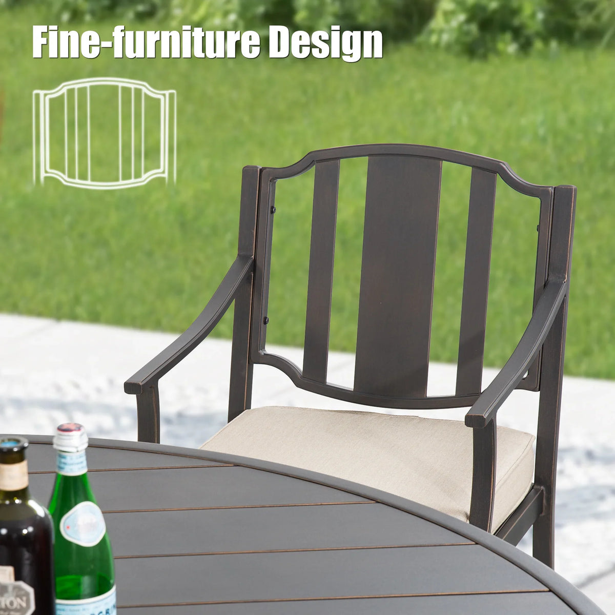 Tamarin 7-Piece Round Outdoor Dining Set With Armchair