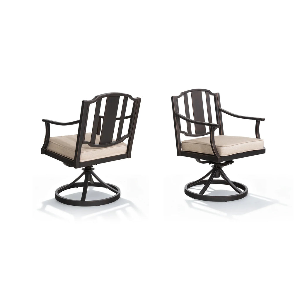 Tamarin Aluminum Patio Rectangular Dining Table and 6 Dining Swivel Chair