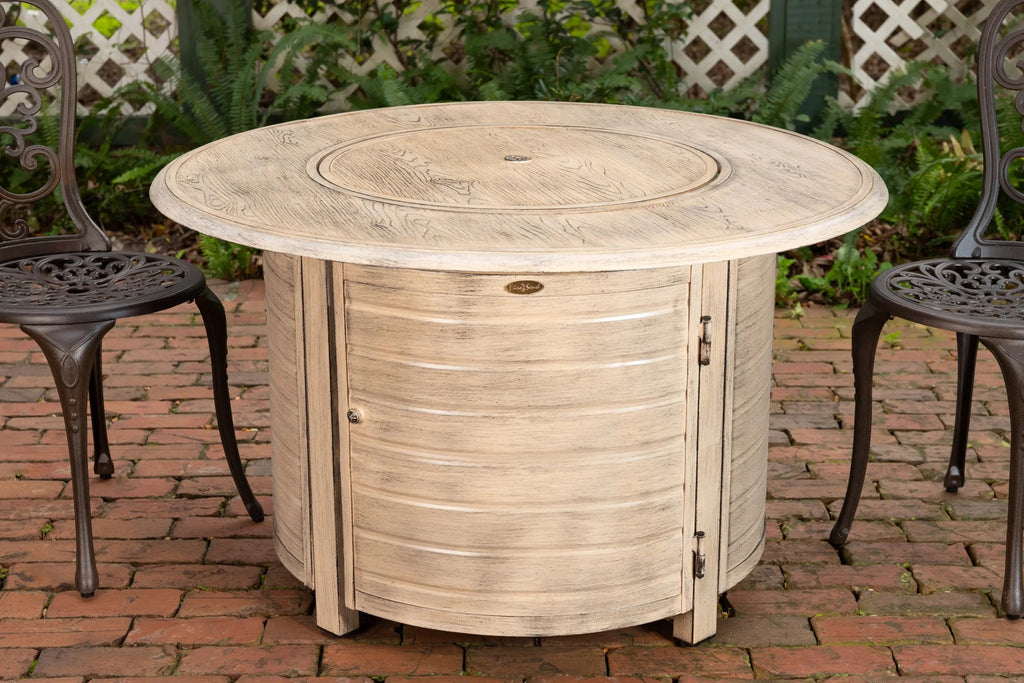 Driftwood Round Gas Fire Table
