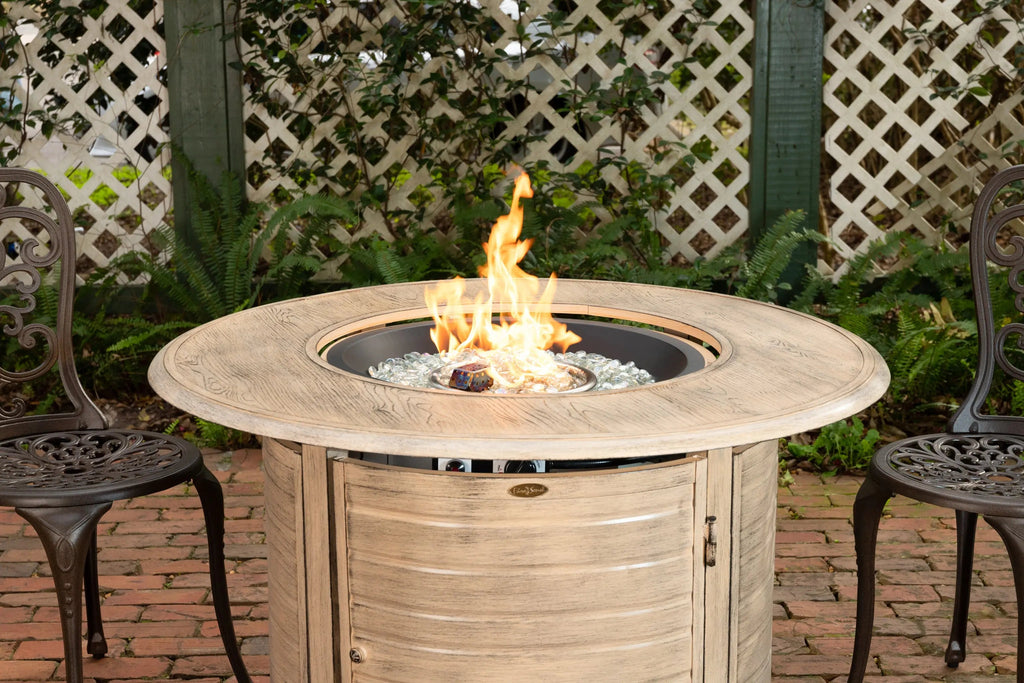 Driftwood Round Gas Fire Table