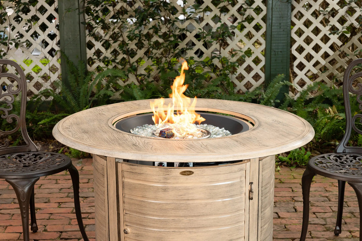 Driftwood Round Gas Fire Table
