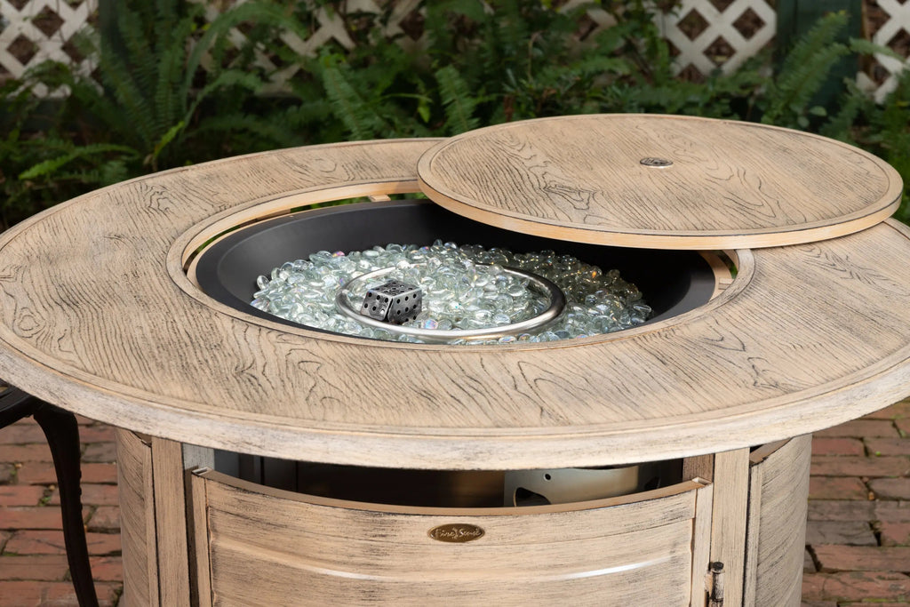 Driftwood Round Gas Fire Table