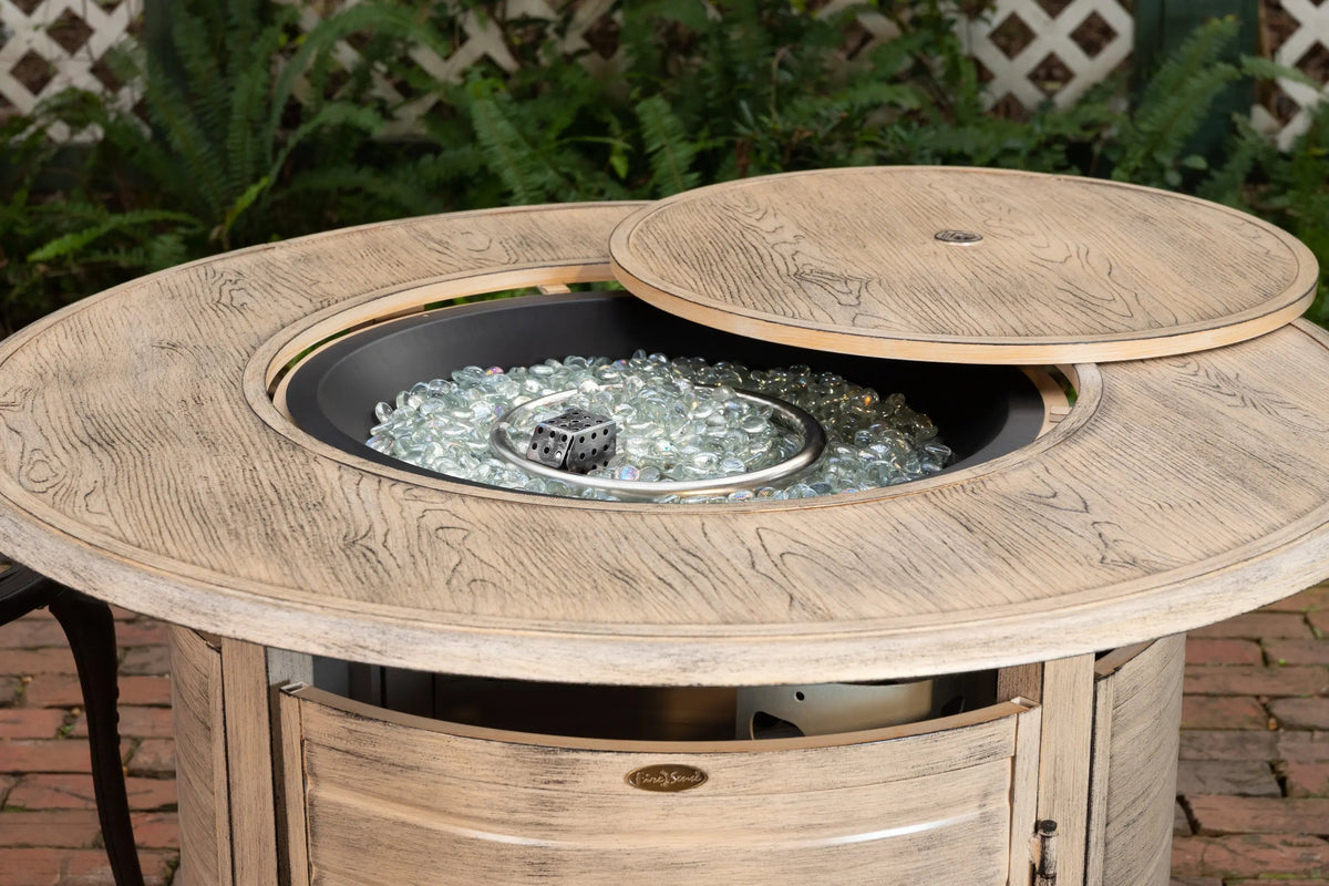 Driftwood Round Gas Fire Table
