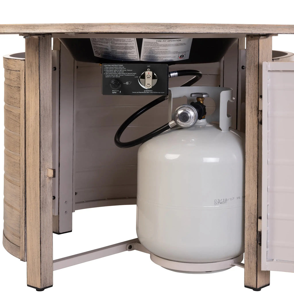 Driftwood Round Gas Fire Table