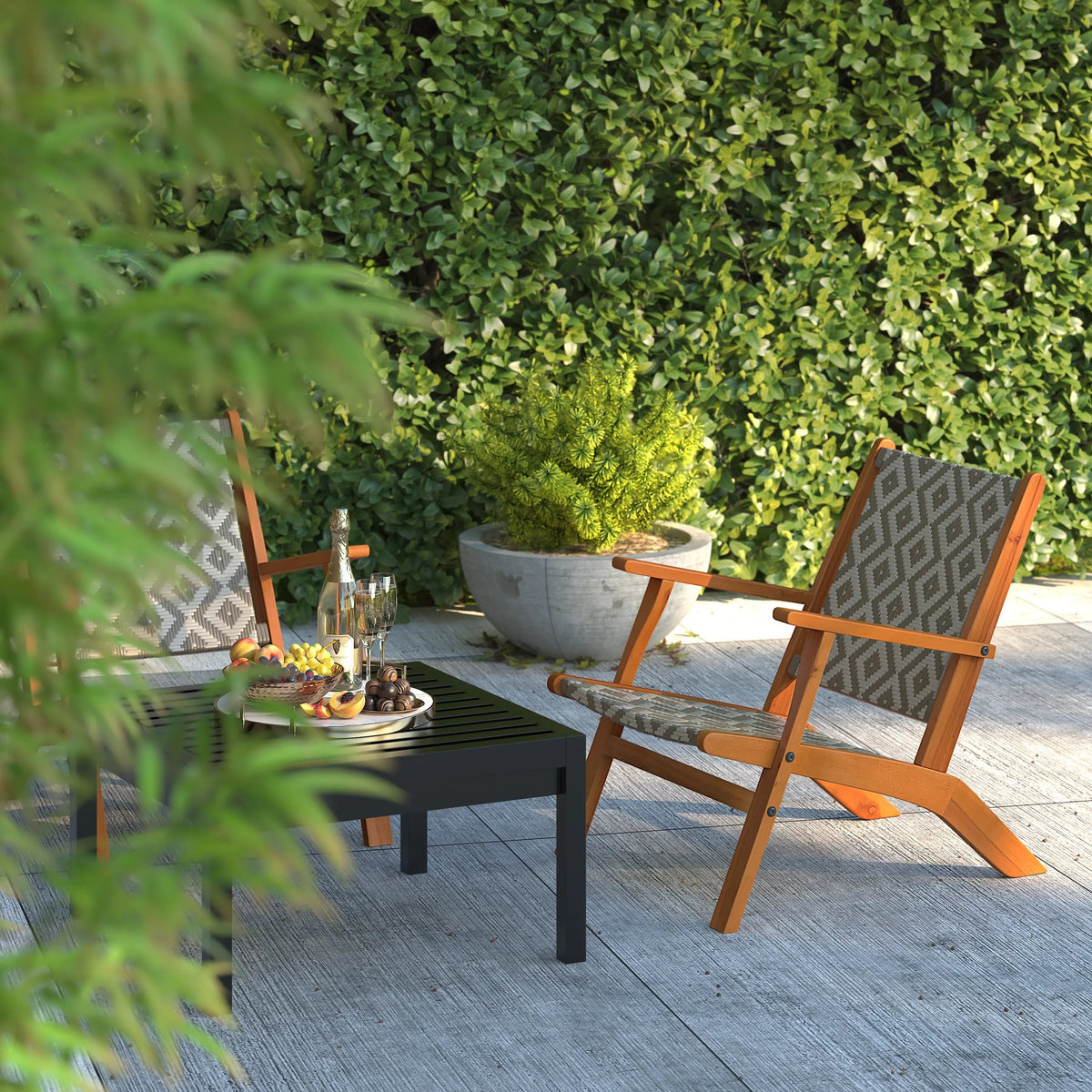 Acacia Outdoor Chair in Diamond-Weave Wicker