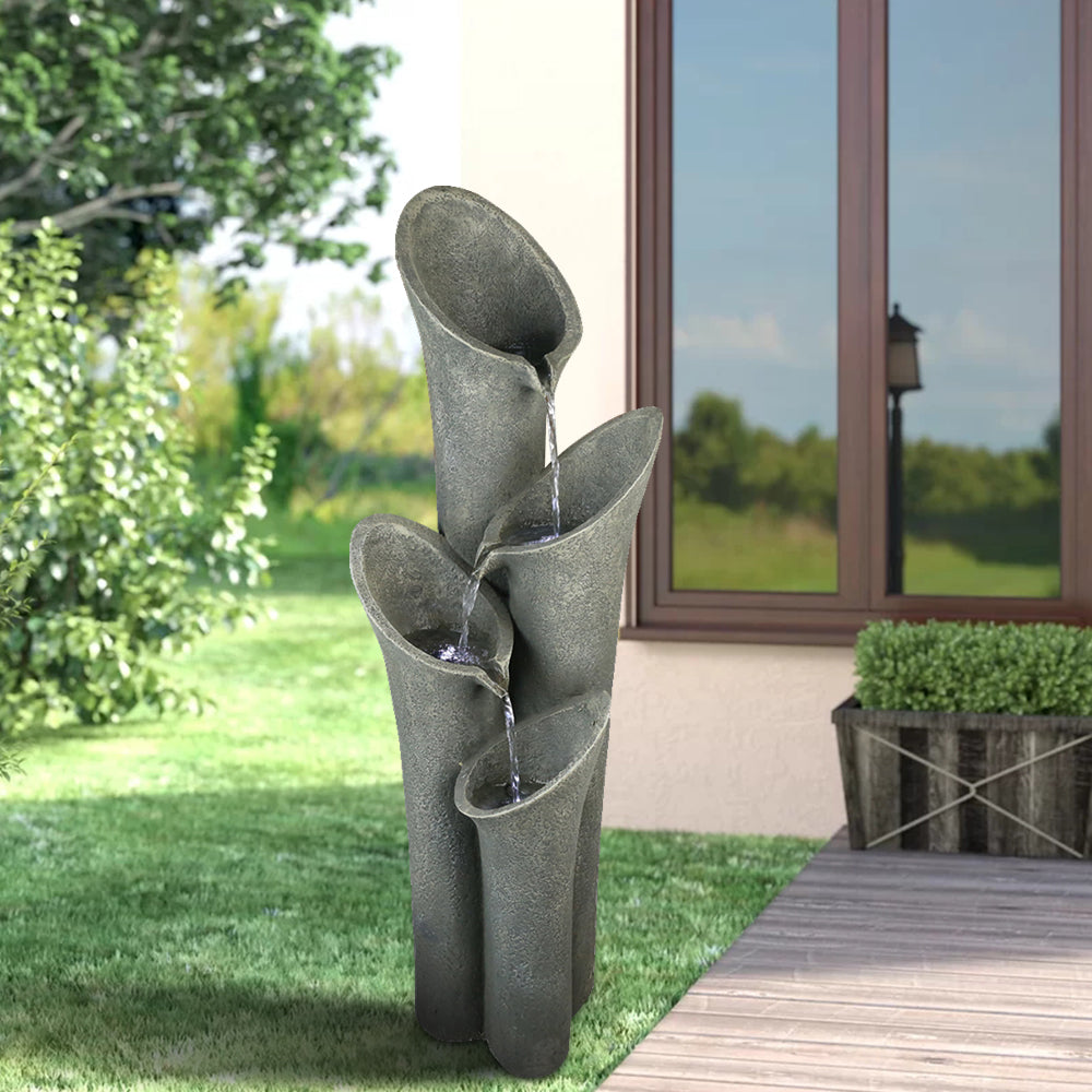Concrete Trumpet Flower Outdoor Fountain – 33”