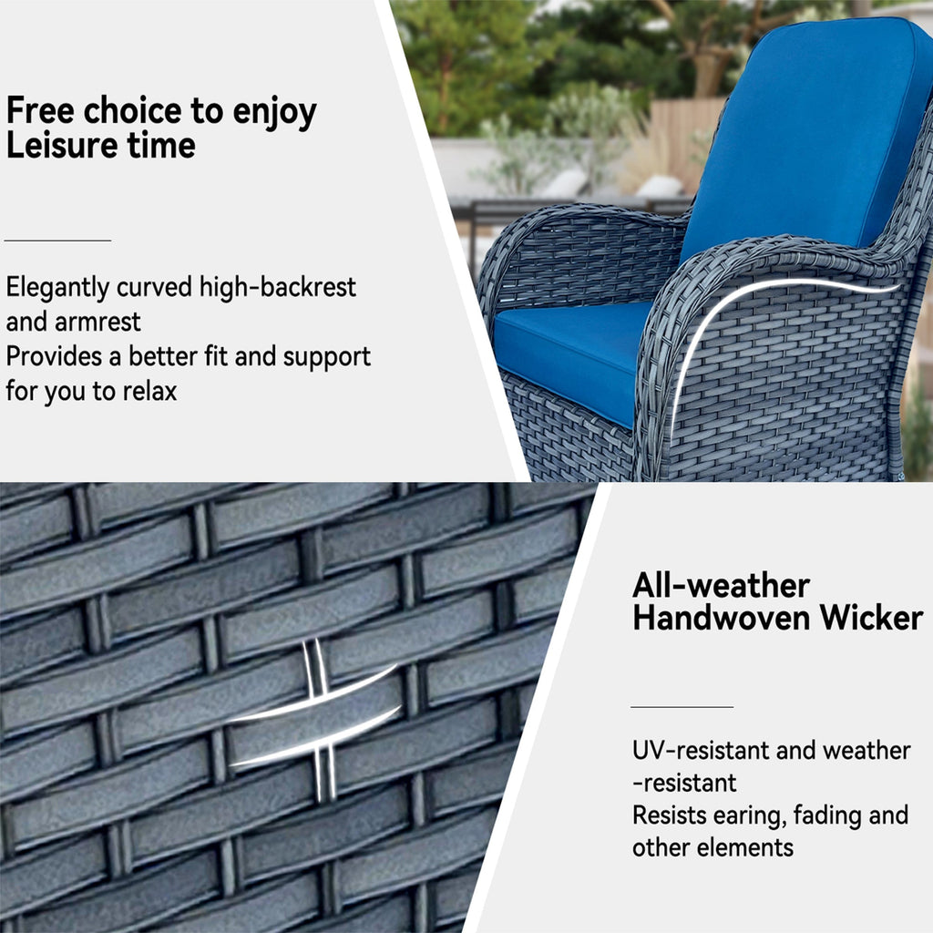 3-Piece All-Weather Wicker Swivel Chair Set