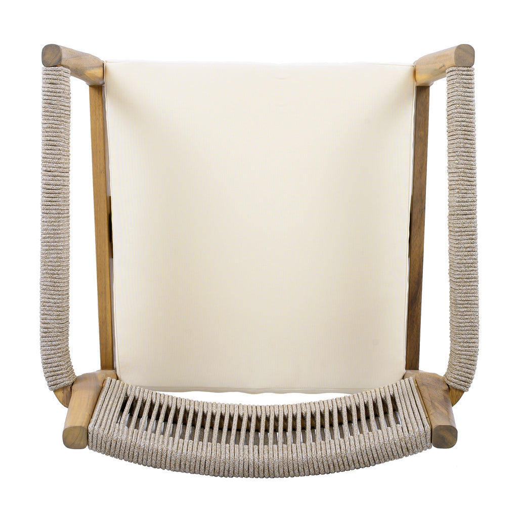 Acacia & Woven Rope Outdoor Dining Chairs – Set of 2