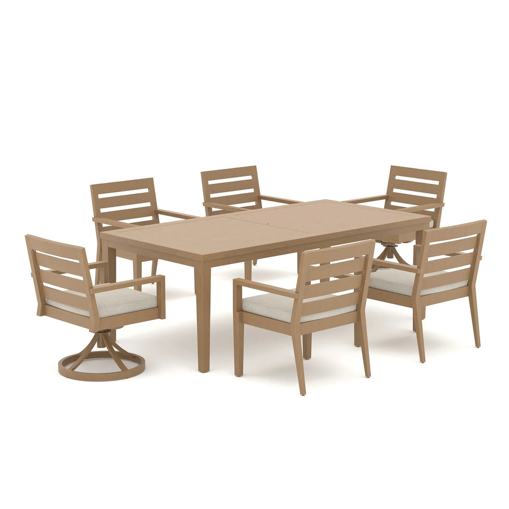 7-Piece Aluminum Outdoor Dining Set with Swivel Rocker Chairs