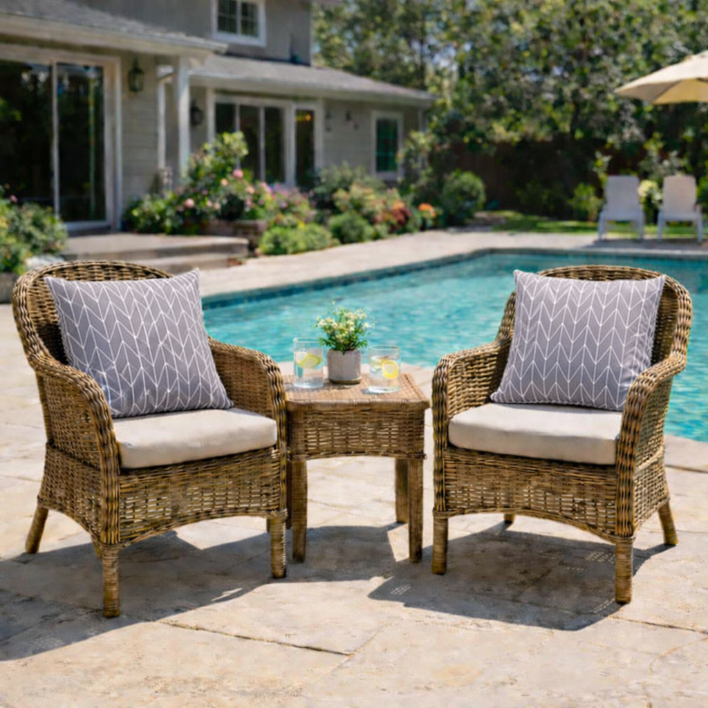 Dusty Gray Outdoor Throw Pillows – Set of 2, 18"