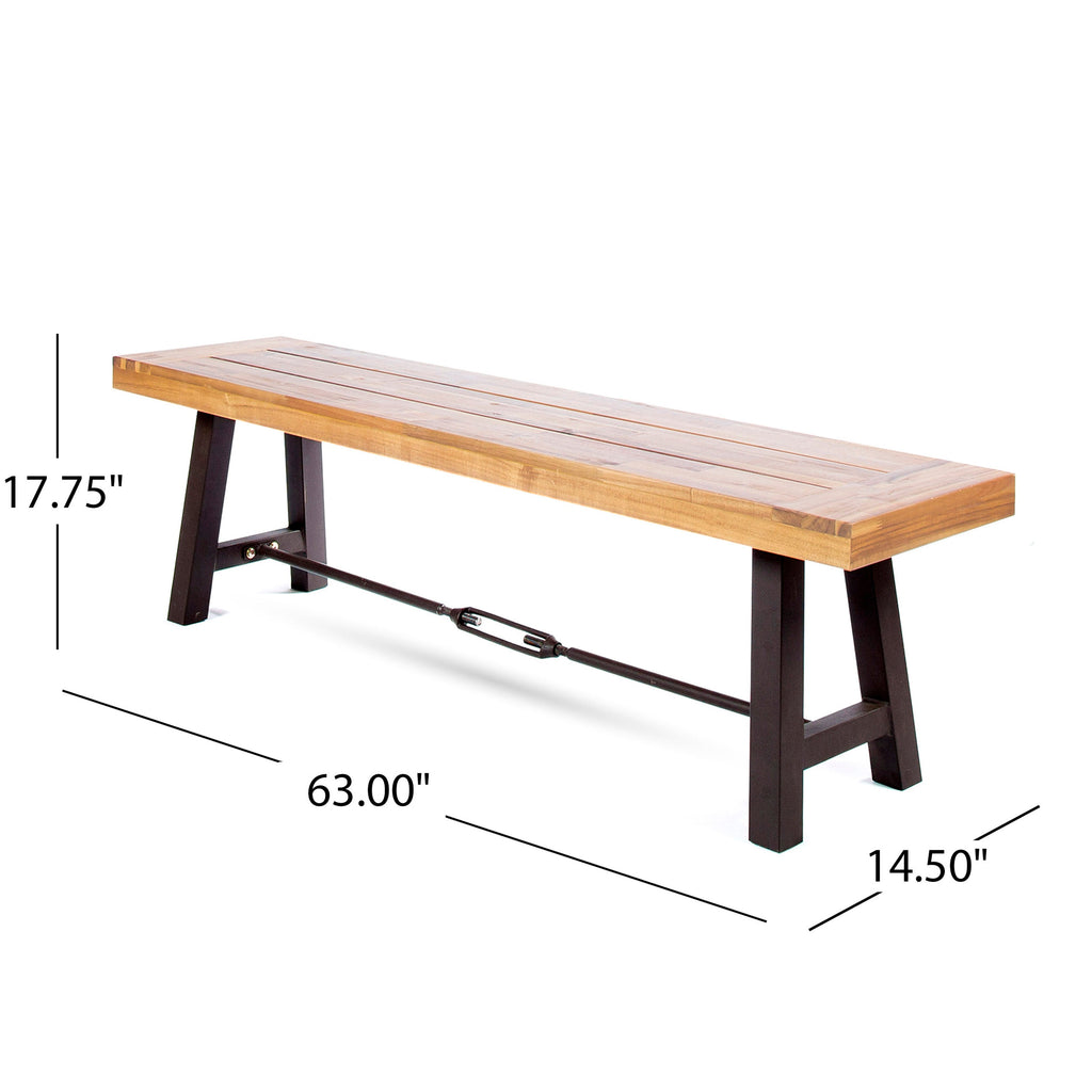 3-Piece Acacia Wood Dining Set with Benches