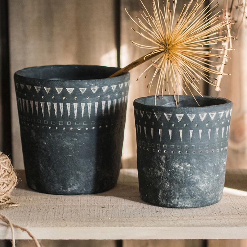 Black Cement Pottery Planter