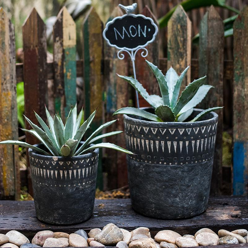 Black Cement Pottery Planter
